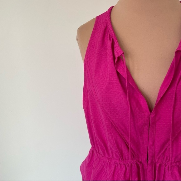 IRO Jelle Sleeveless Hot Pink Textured Weave Drawstring Top EUC Size FR 36/US 4 - Picture 5 of 9